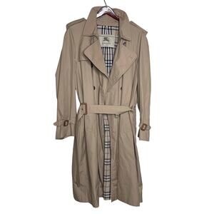 Burberry Men Classic Long tan Beige trench coat plaid lining UK 54 US 44 L/XL